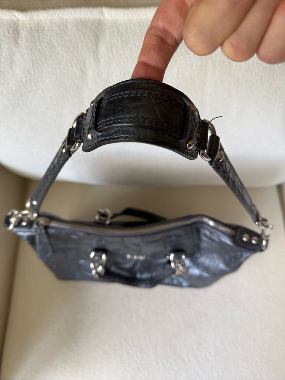 Coach Ashley Croc-Embossed Leather Shoulder Bag with Chain Straps - Picture 6 of 8